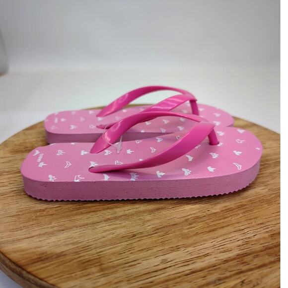 Disney Princess Crown Pattern Pink Flip Flop Kids Size 8 - Picture 6 of 8
